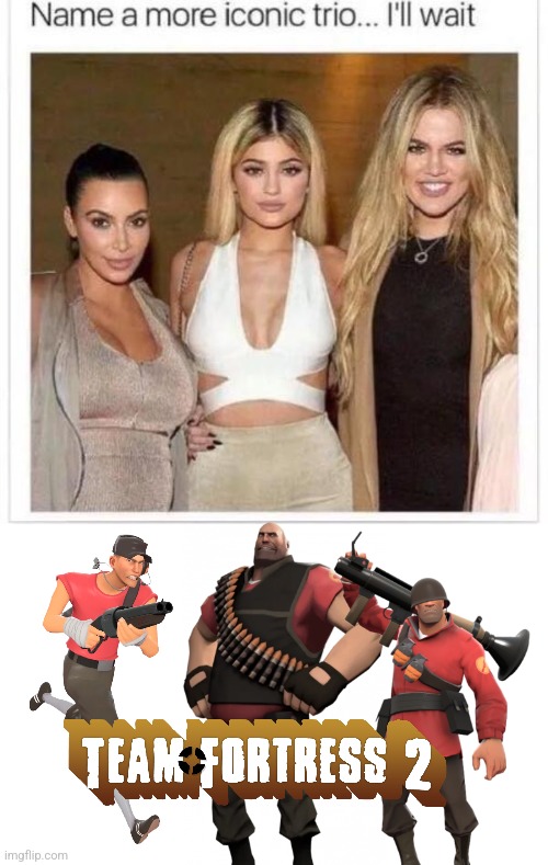 bored bc i made this | image tagged in name a more iconic trio,team fortress 2,scout,heavy,soldier,pootis | made w/ Imgflip meme maker