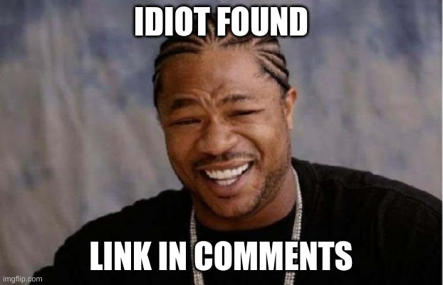 Yo Dawg Heard You | IDIOT FOUND; LINK IN COMMENTS | image tagged in memes,yo dawg heard you | made w/ Imgflip meme maker
