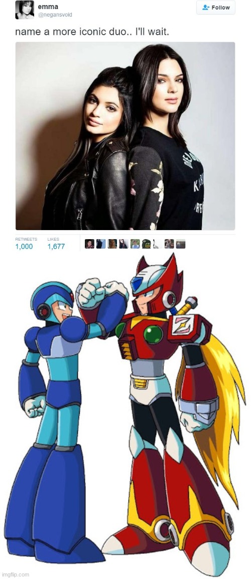 image tagged in name a more iconic duo,megaman x,zero | made w/ Imgflip meme maker