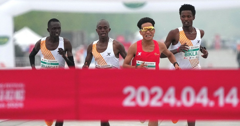 African runners let chinese runner win Blank Meme Template