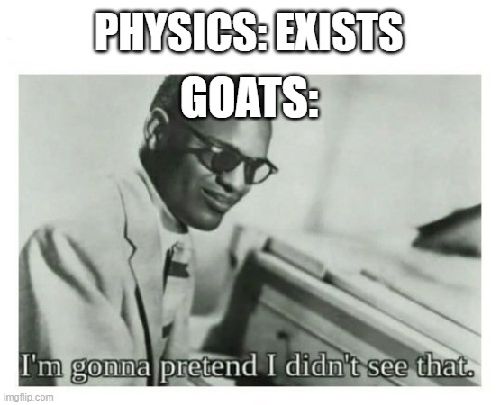 I'm gonna pretend I didn't see that | PHYSICS: EXISTS GOATS: | image tagged in i'm gonna pretend i didn't see that | made w/ Imgflip meme maker