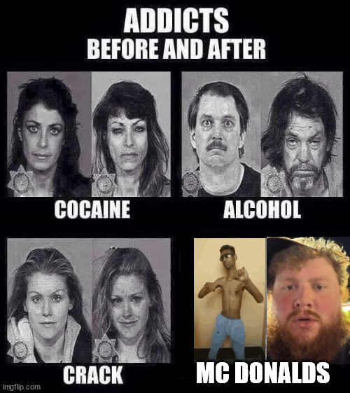 Caseoh weight gain | MC DONALDS | image tagged in addicts before and after,weight gain,memes,caseoh,slander,mcdonalds | made w/ Imgflip meme maker
