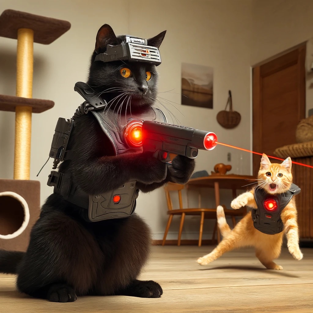 High Quality Cats playing laser tag Blank Meme Template