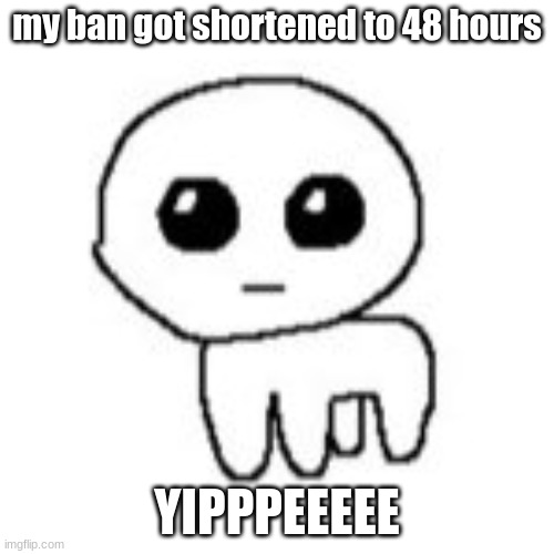 my ban got shortened to 48 hours; YIPPPEEEEE | made w/ Imgflip meme maker