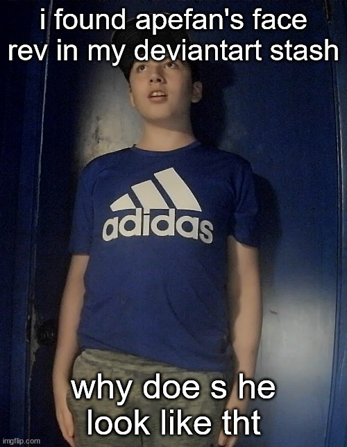i found apefan's face rev in my deviantart stash; why doe s he look like tht | made w/ Imgflip meme maker