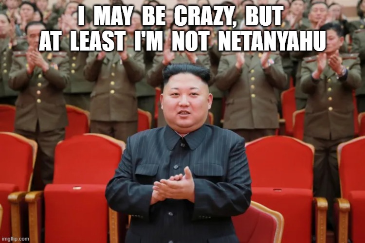 Face of sanity | I  MAY  BE  CRAZY,  BUT  AT  LEAST  I'M  NOT  NETANYAHU | image tagged in israel | made w/ Imgflip meme maker