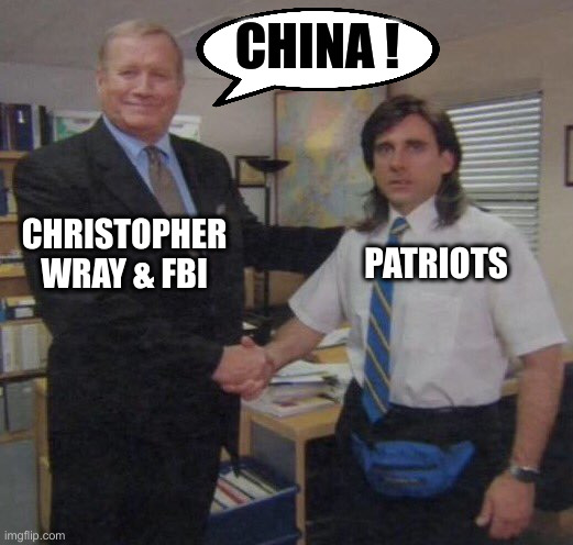 No Thanx, Mr. Snake | CHINA ! CHRISTOPHER WRAY & FBI; PATRIOTS | image tagged in the office congratulations,political meme,politics,funny memes,funny | made w/ Imgflip meme maker