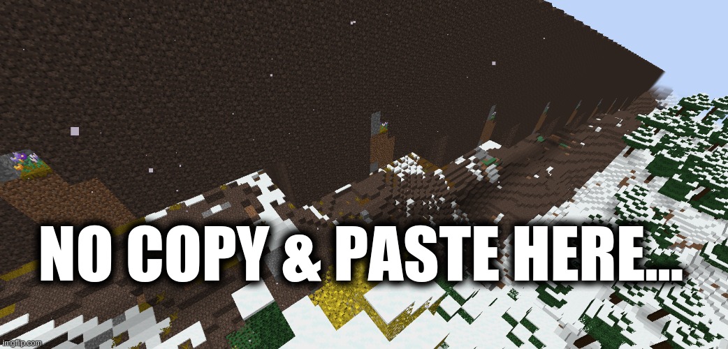 at least remove the flowers | NO COPY & PASTE HERE... | image tagged in minecraft | made w/ Imgflip meme maker
