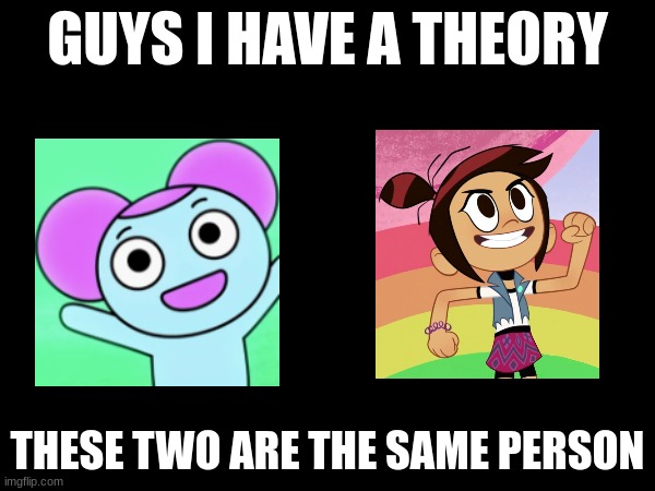 THEY ARE. >:c | THESE TWO ARE THE SAME PERSON | image tagged in guys i have a theory | made w/ Imgflip meme maker