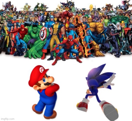 mario and sonic vs every marvel character, whos gonna win | image tagged in versus | made w/ Imgflip meme maker