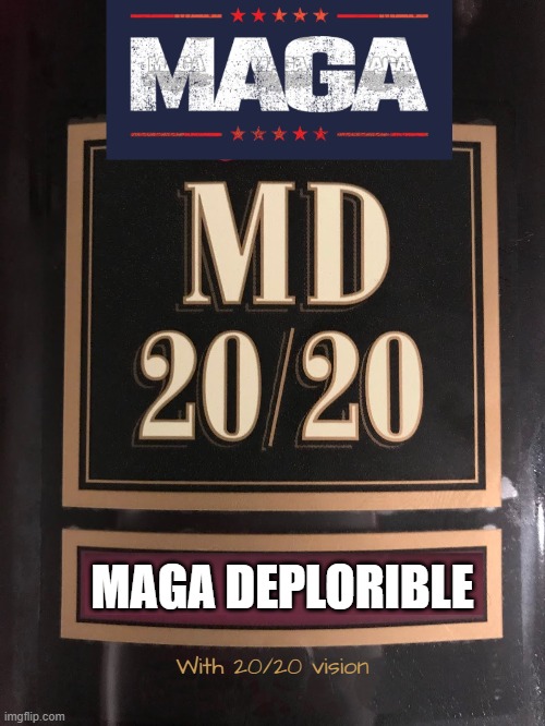 MD 2020 | With 20/20 vision; MAGA DEPLORIBLE | image tagged in maga,make america great again,basket of deplorables,deplorable,donald trump,trump | made w/ Imgflip meme maker