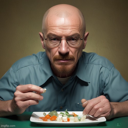 I made Walter white eating with an AI website | made w/ Imgflip meme maker