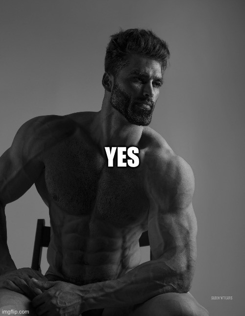 Giga Chad | YES | image tagged in giga chad | made w/ Imgflip meme maker