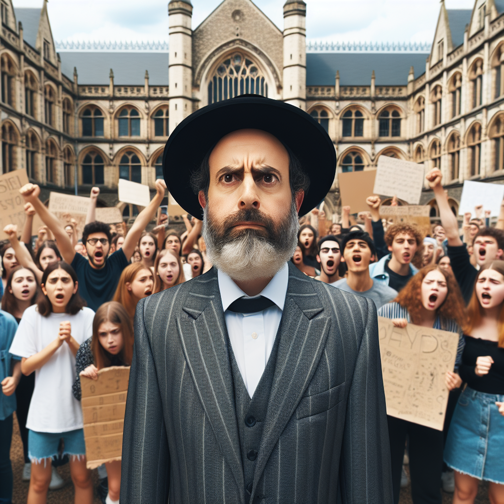 High Quality Rabbi Perplexed by Protesting Students Blank Meme Template