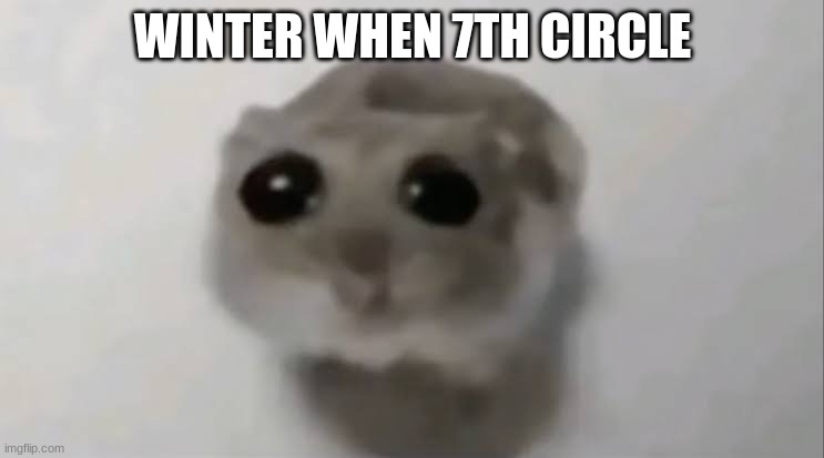 cue sad music | WINTER WHEN 7TH CIRCLE | image tagged in sad hamster,winter,wof | made w/ Imgflip meme maker