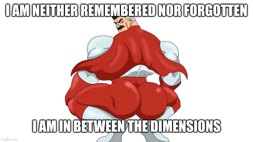Omnigyat | I AM NEITHER REMEMBERED NOR FORGOTTEN I AM IN BETWEEN THE DIMENSIONS | image tagged in omnigyat | made w/ Imgflip meme maker