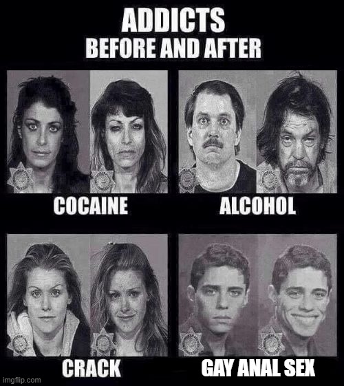 Addicts before and after | GAY ANAL SEX | image tagged in addicts before and after | made w/ Imgflip meme maker