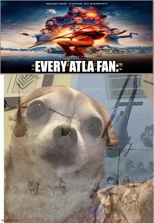 uh-oh | EVERY ATLA FAN: | image tagged in ptsd chihuahua | made w/ Imgflip meme maker
