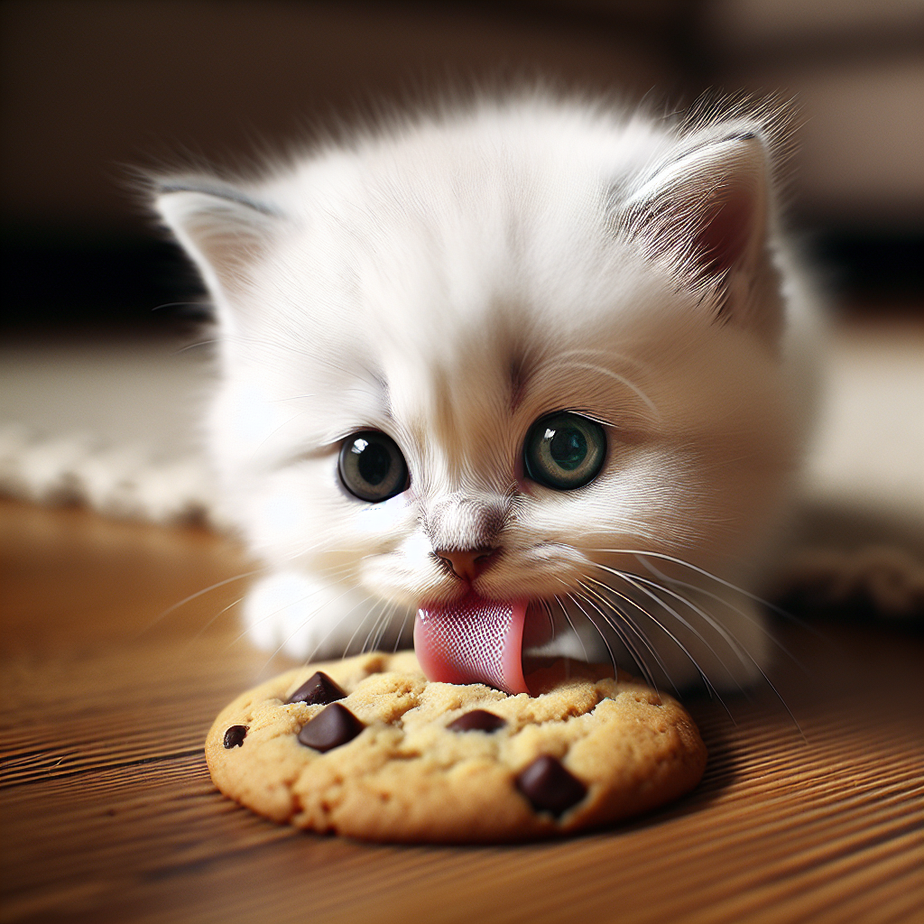 High Quality kitten licking a cookie Blank Meme Template