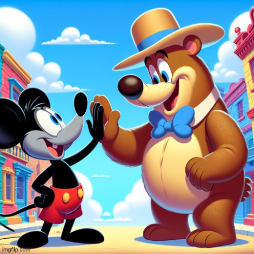 Heres a template i made from ai lmfao | image tagged in cursed mickey mouse and yogi | made w/ Imgflip meme maker