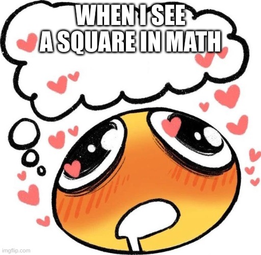 Dreaming Drooling Emoji | WHEN I SEE A SQUARE IN MATH | image tagged in dreaming drooling emoji | made w/ Imgflip meme maker