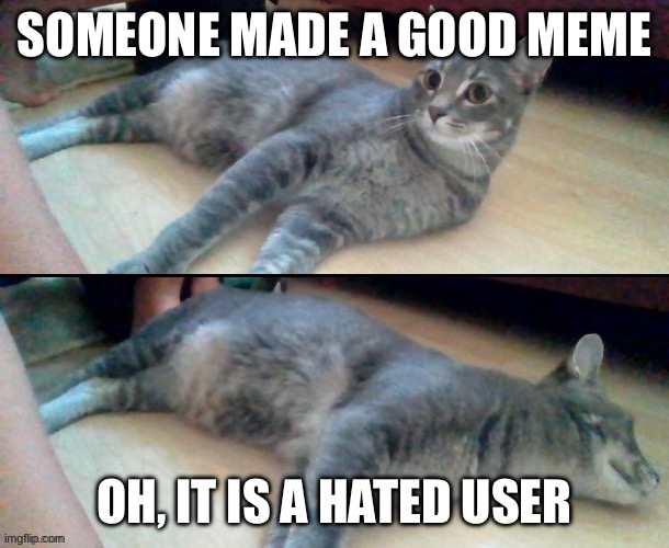 Hol' up, oh nevermind | SOMEONE MADE A GOOD MEME; OH, IT IS A HATED USER | image tagged in hol' up oh nevermind | made w/ Imgflip meme maker