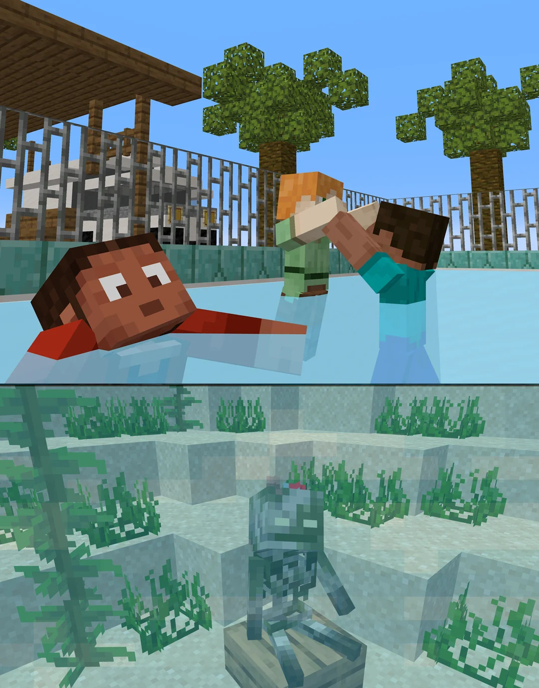 High Quality minecraft drowning Blank Meme Template