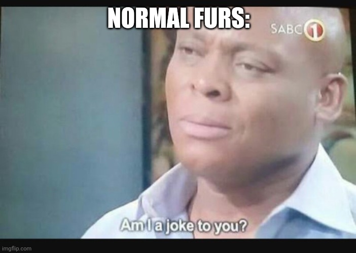 Am I a joke to you? | NORMAL FURS: | image tagged in am i a joke to you | made w/ Imgflip meme maker
