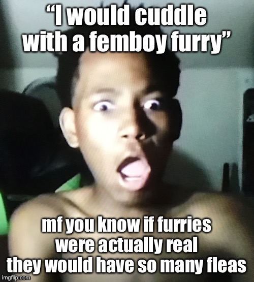 tweaker | “I would cuddle with a femboy furry”; mf you know if furries were actually real they would have so many fleas | image tagged in tweaker | made w/ Imgflip meme maker