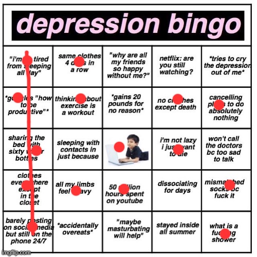 manaical laugh | image tagged in depression bingo | made w/ Imgflip meme maker