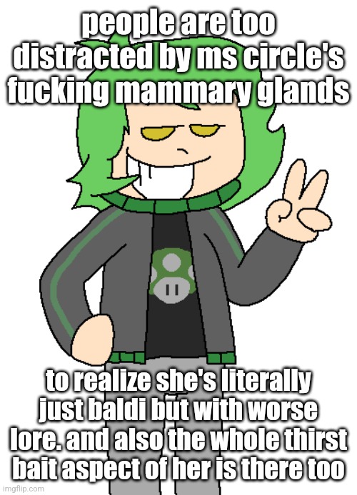 Cory (Redesign) | people are too distracted by ms circle's fucking mammary glands; to realize she's literally just baldi but with worse lore. and also the whole thirst bait aspect of her is there too | image tagged in cory redesign | made w/ Imgflip meme maker