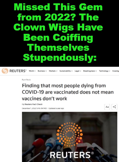 #ClownWigsCoifThemselves | Missed This Gem 

from 2022? The 

Clown Wigs Have 

Been Coiffing 

Themselves 

Stupendously: | image tagged in tragicomedy that writes itself,say what,headlines,covid vaccine,clown world,you keep using those words | made w/ Imgflip meme maker