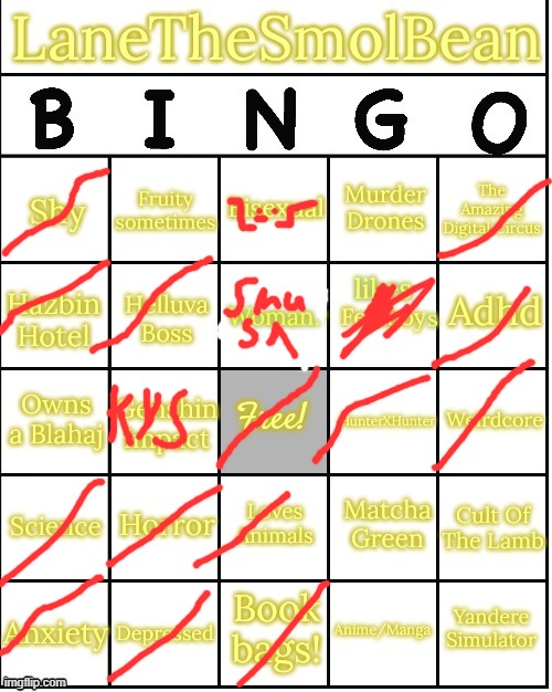 Updated LaneTheSmolBean2 Bingo! | image tagged in updated lanethesmolbean2 bingo | made w/ Imgflip meme maker