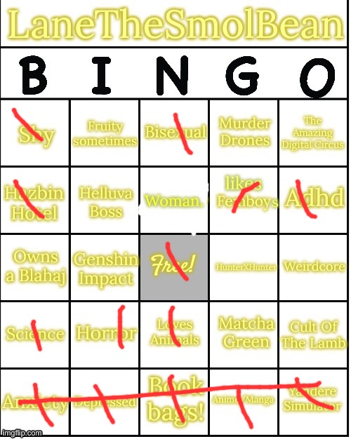 Updated LaneTheSmolBean2 Bingo! | image tagged in updated lanethesmolbean2 bingo | made w/ Imgflip meme maker