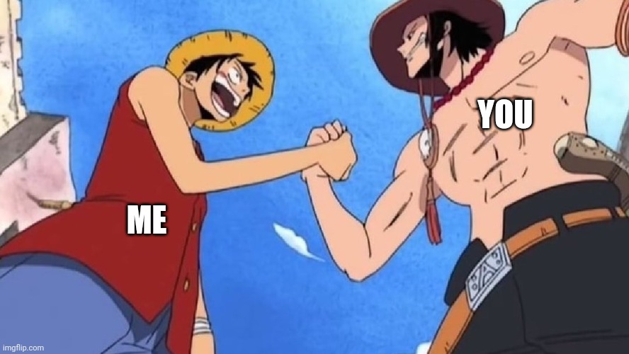 Luffy and Ace | YOU ME | image tagged in luffy and ace | made w/ Imgflip meme maker