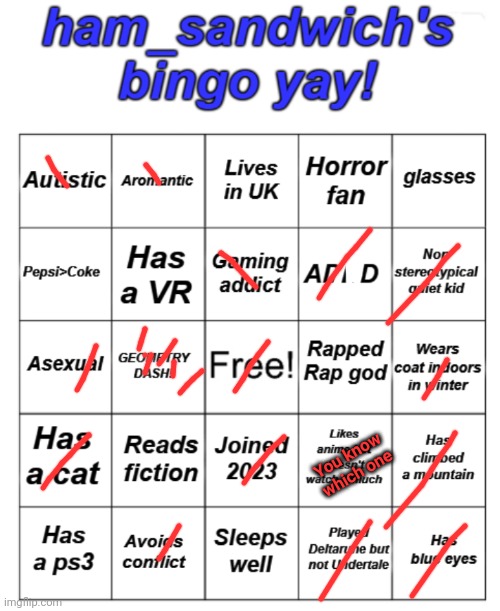 No bingo | You know which one | image tagged in ham's bingo board | made w/ Imgflip meme maker