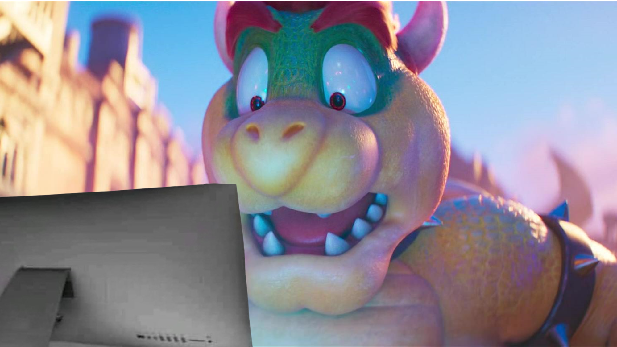 High Quality Bowser Looking on Computer. Blank Meme Template