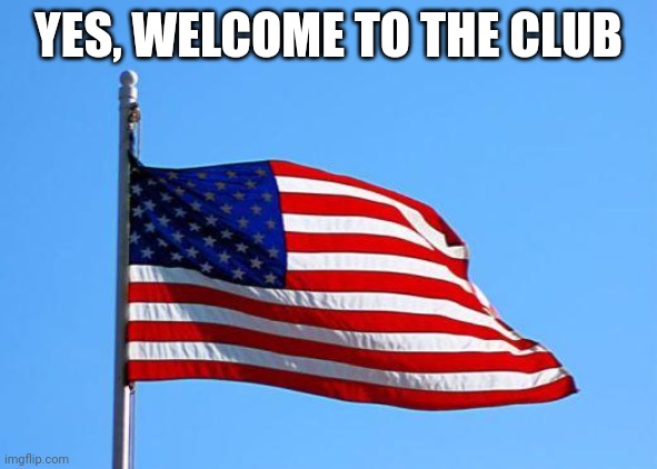 American flag | YES, WELCOME TO THE CLUB | image tagged in american flag | made w/ Imgflip meme maker