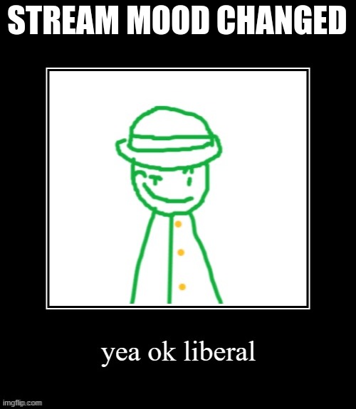 yea ok liberal | STREAM MOOD CHANGED | image tagged in yea ok liberal | made w/ Imgflip meme maker