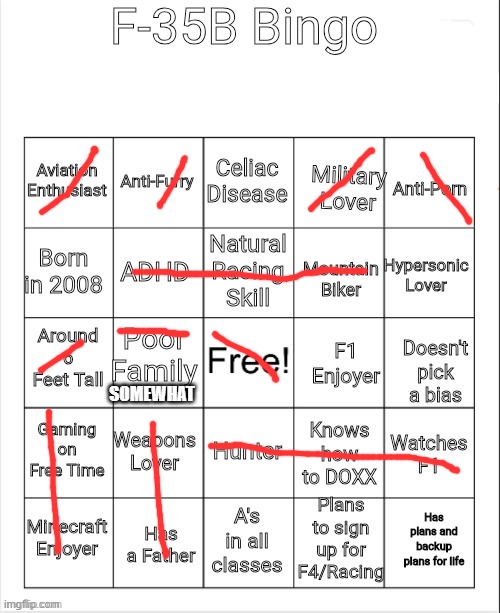f35 bingo but you can draw | SOMEWHAT | image tagged in f35 bingo but you can draw | made w/ Imgflip meme maker