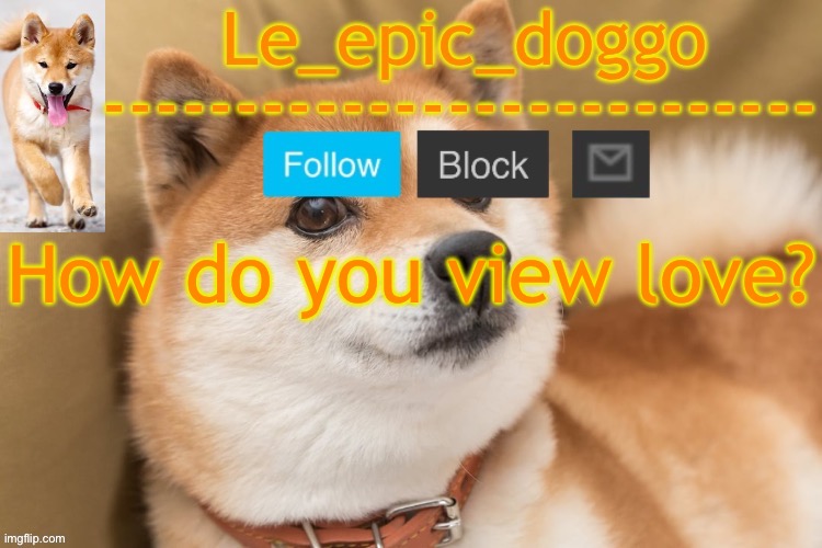 epic doggo's temp back in old fashion | How do you view love? | image tagged in epic doggo's temp back in old fashion | made w/ Imgflip meme maker