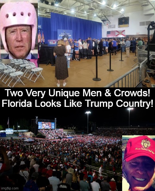 Choices: Brainless Bumbling Biden or Timeless Terrific Trump? | Two Very Unique Men & Crowds!
Florida Looks Like Trump Country! | image tagged in joe biden,donald trump,choices,we the people,choose wisely,politics | made w/ Imgflip meme maker