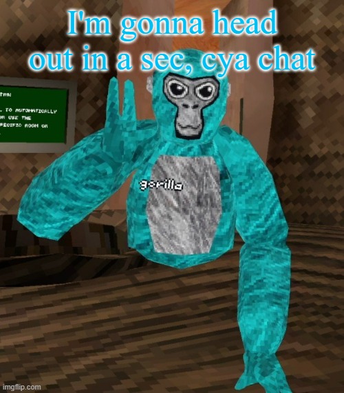 Monkey | I'm gonna head out in a sec, cya chat | image tagged in monkey | made w/ Imgflip meme maker
