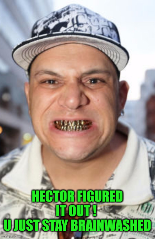 Teef | HECTOR FIGURED IT OUT ! 
U JUST STAY BRAINWASHED | image tagged in teef | made w/ Imgflip meme maker