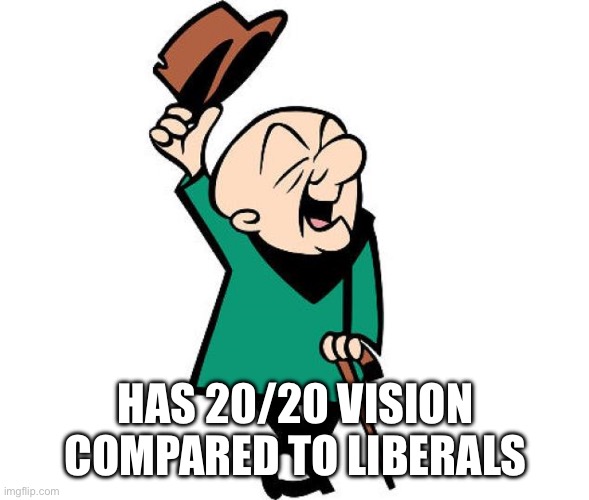 Mr. Magoo | HAS 20/20 VISION COMPARED TO LIBERALS | image tagged in mr magoo | made w/ Imgflip meme maker