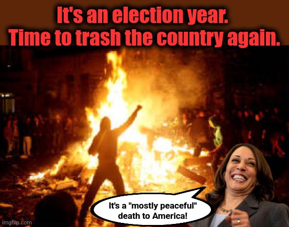 A mostly peaceful death to America | It's an election year.  Time to trash the country again. It's a "mostly peaceful"
death to America! | image tagged in anarchy riot,memes,election 2024,democrats,riots,death to america | made w/ Imgflip meme maker