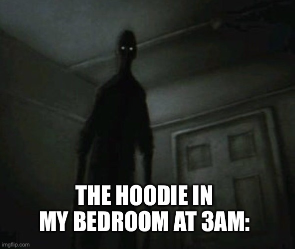 The hoodie | THE HOODIE IN MY BEDROOM AT 3AM: | image tagged in black figure | made w/ Imgflip meme maker