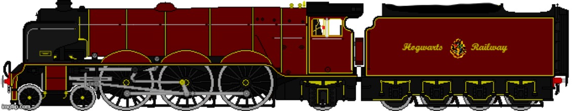 custom photoshop of an LNER A3 with the Hogwarts Express livery | made w/ Imgflip meme maker