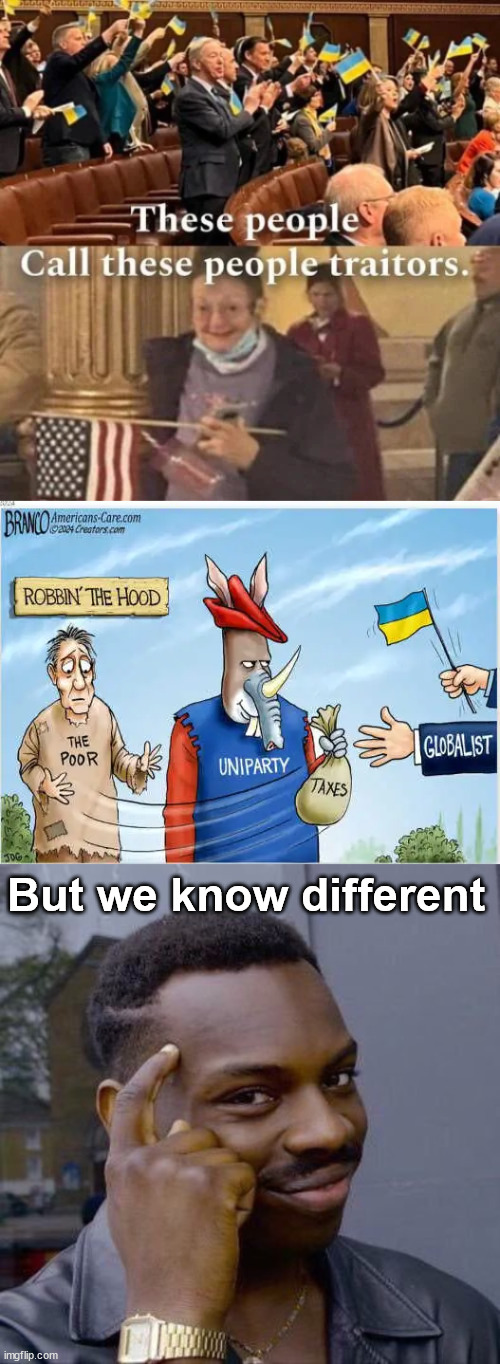 We know the uniParty are the bad guys | But we know different | image tagged in thinking black guy,uniparty,american traitors,we know,they are afraid we know | made w/ Imgflip meme maker