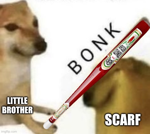 Bonk | LITTLE BROTHER SCARF | image tagged in bonk | made w/ Imgflip meme maker